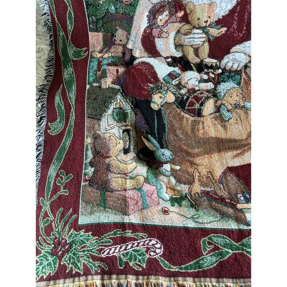 American Vintage Christmas Santa Toys Tapestry Blanket - Picture 3 of 10